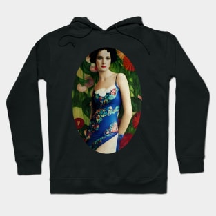 Elegant Art Deco Style Woman with Large Flowers Collage Hoodie